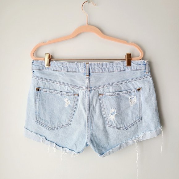 MANGO Light Wash Blue Distressed Denim Shorts - Picture 6 of 8